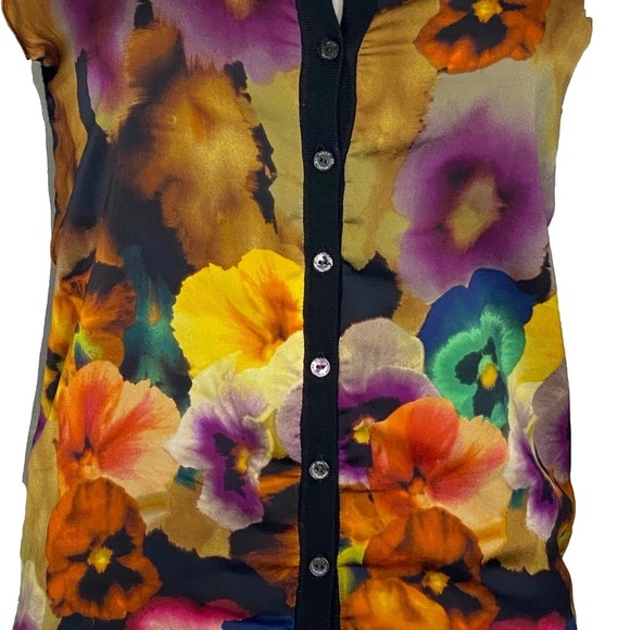 MEXX METROPOLITAN Floral Black Art To Wear Viscose 3/4 Sleeves Cardigan XS EUC - Picture 5 of 16